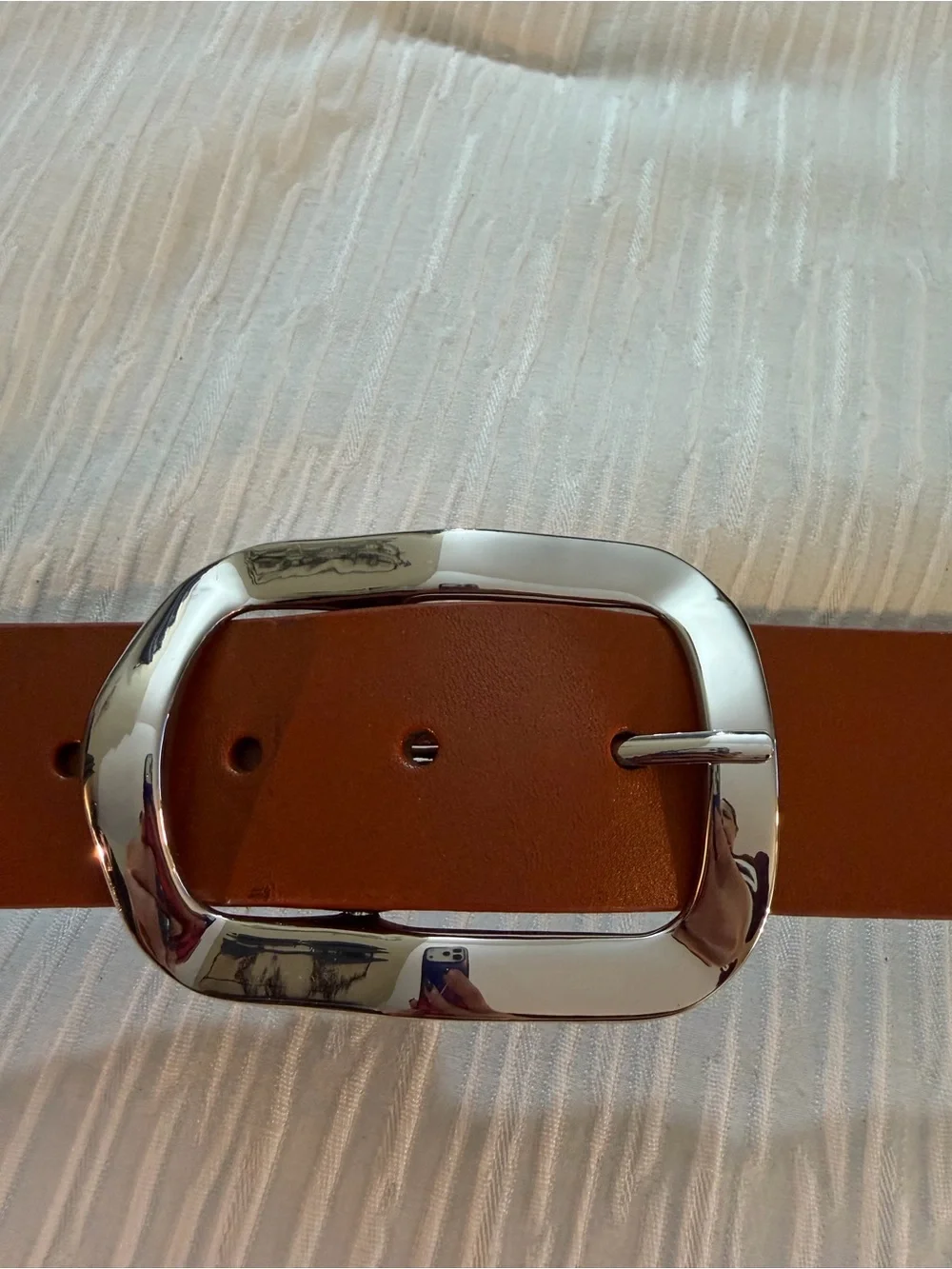 Anthropologie Tan Leather Belt with Silver Buckle